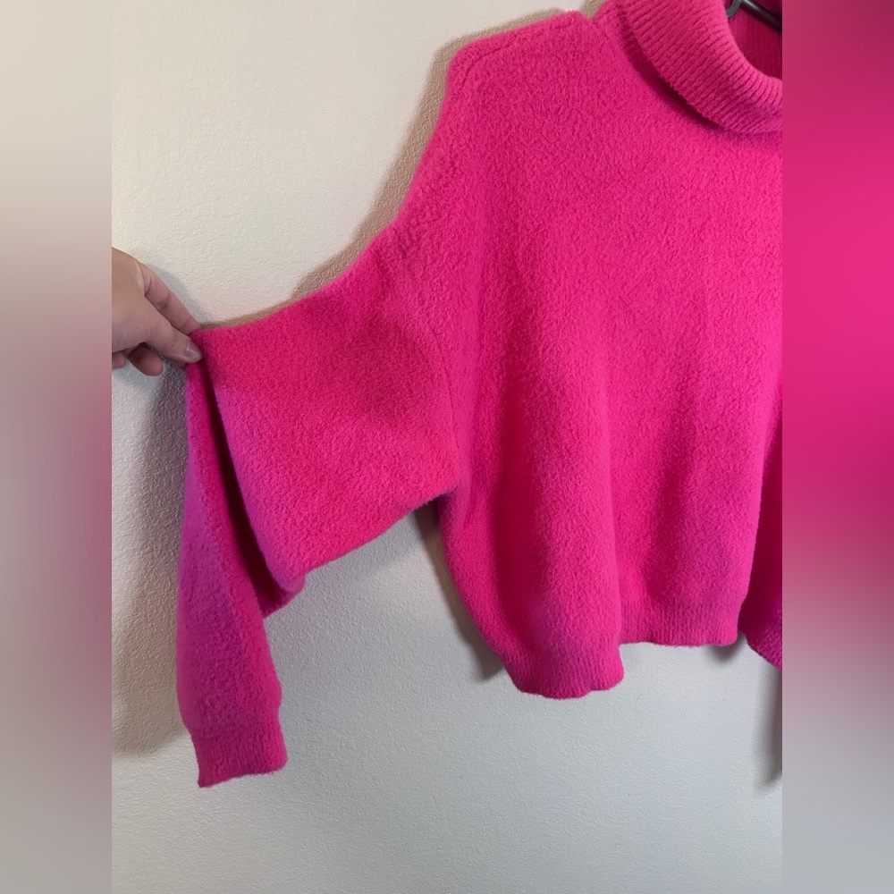 Zara Women's hot Pink Turtleneck Sweater long sleeve size XL - Picture 5 of 7